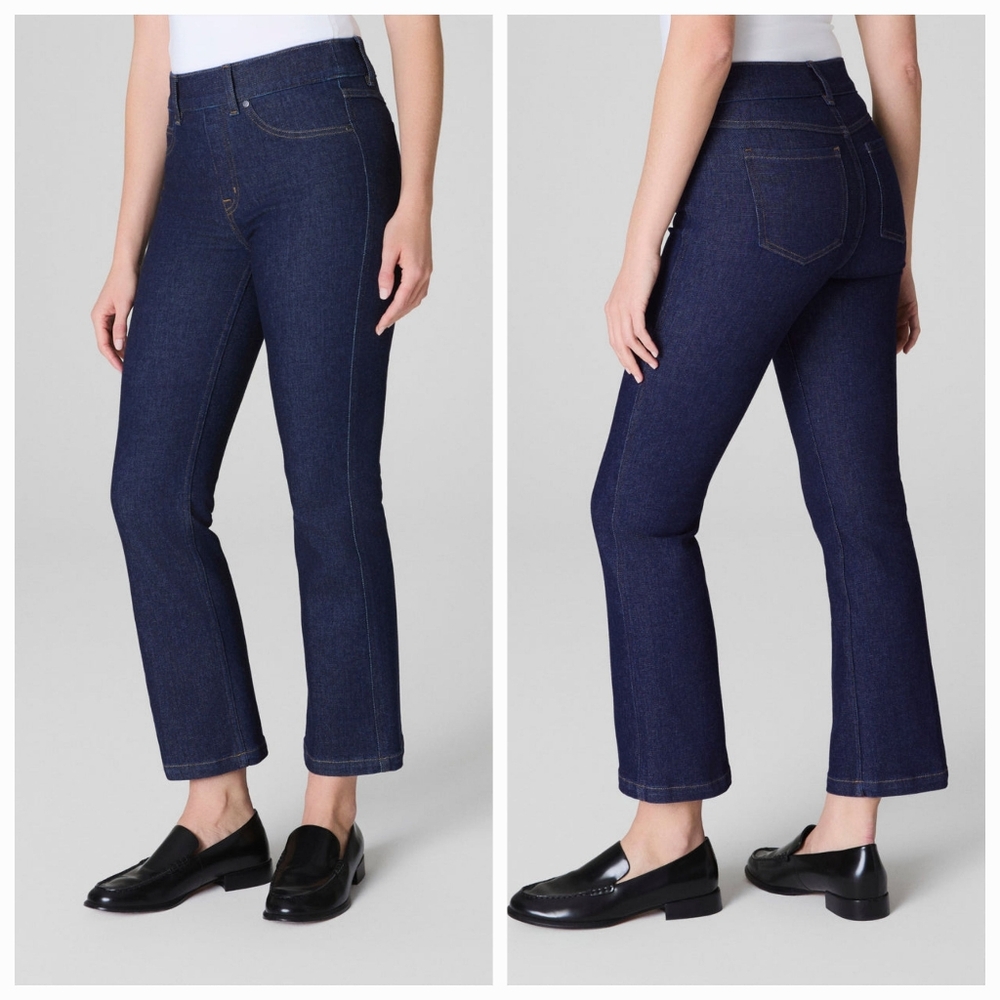 Spanx Pull On High Rise Kick Flare Jeans in Indigo Dark Wash size 2X